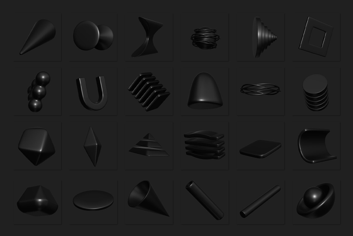 240 Black Abstract 3D Shapes