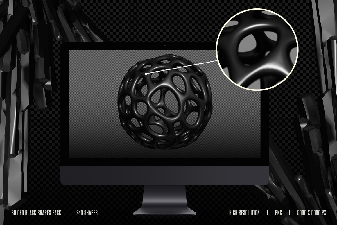240 Black Abstract 3D Shapes 240 Black Abstract 3D Shapes