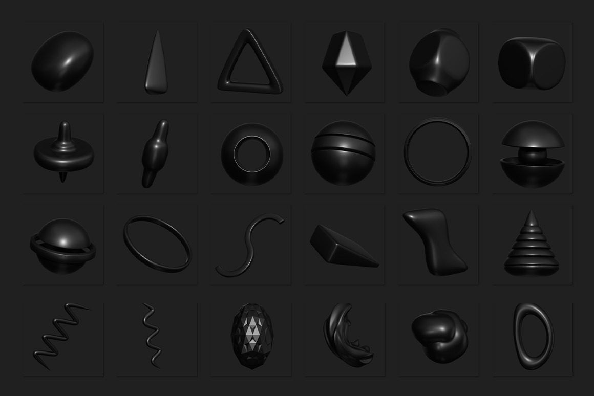 240 Black Abstract 3D Shapes 240 Black Abstract 3D Shapes