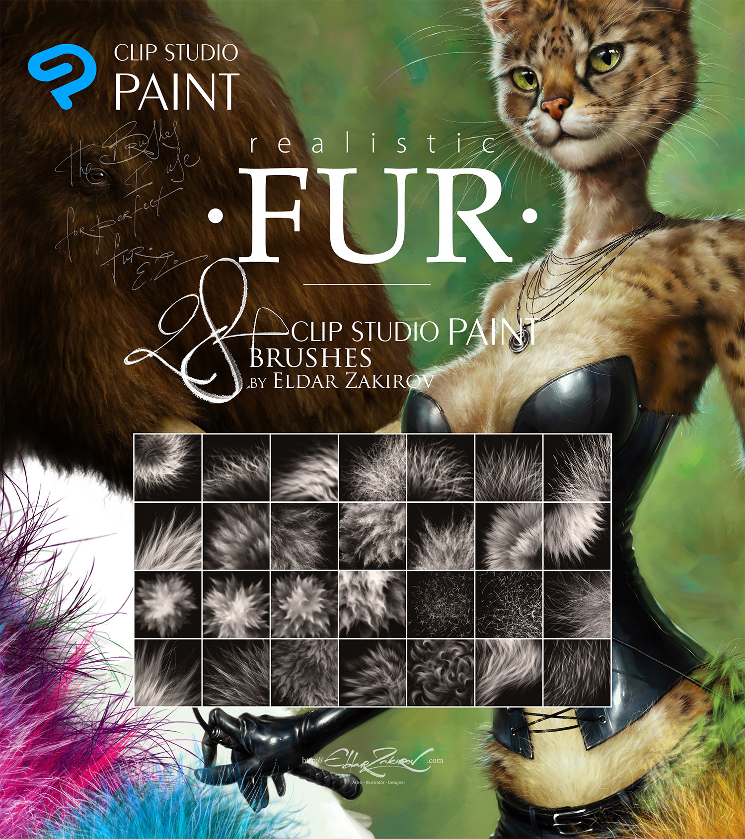 Realistic FUR Brushes for CLIP STUDIO PAINT and Manga Studio