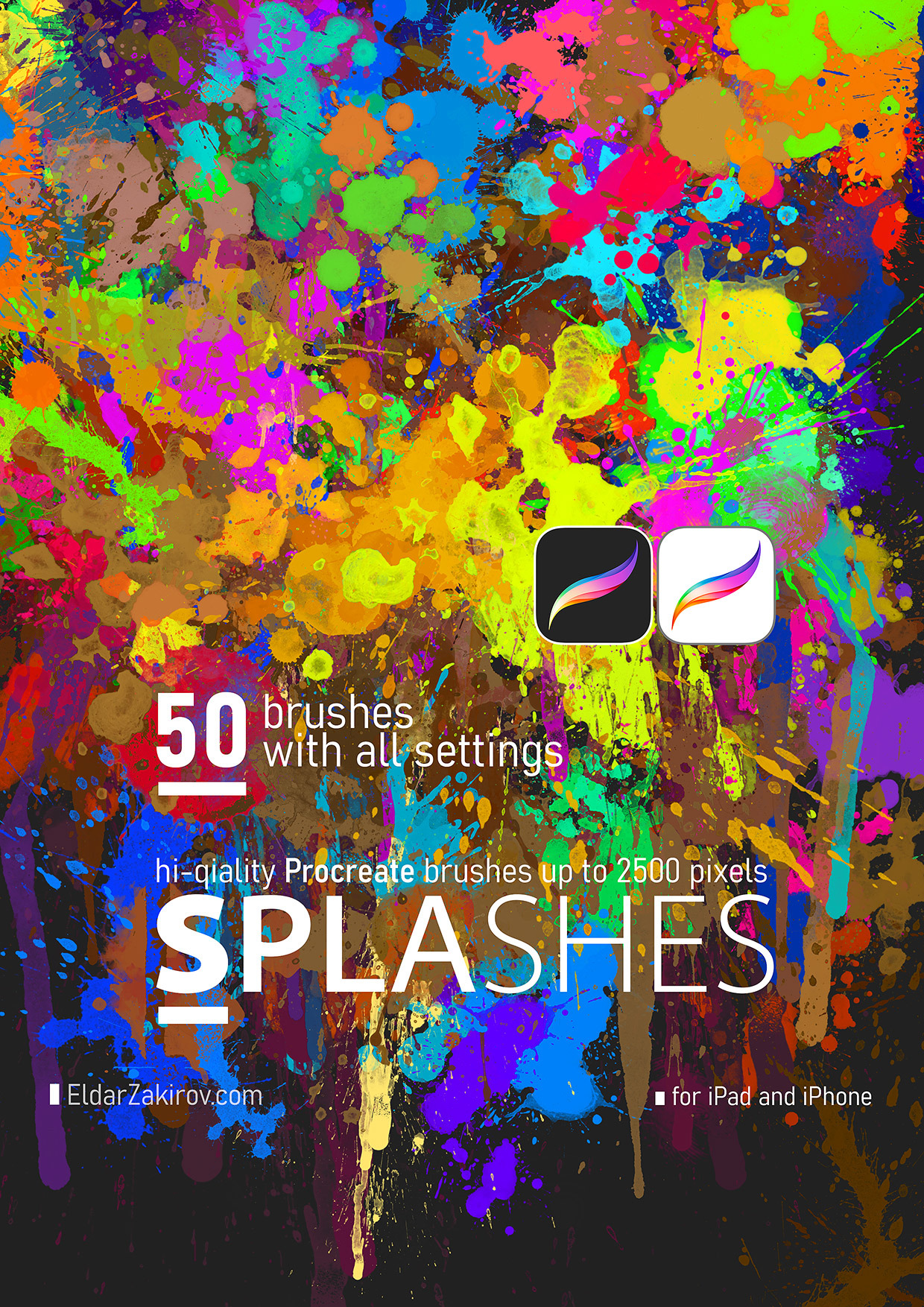 50 High Resolution SPLASHES Brushes for Procreate