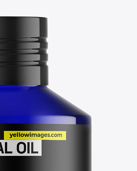 Blue Glass Essential Oil Bottle Mockup