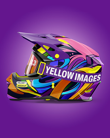 Motocross Helmet Mockup - Side View