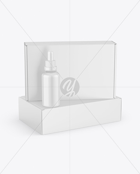 Paper Boxes With Glossy Dropper Bottle Mockup