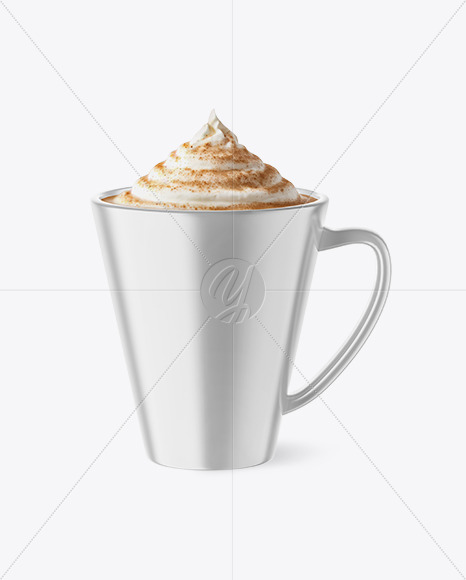 Cappuccino Coffee Metallic Mug Mockup