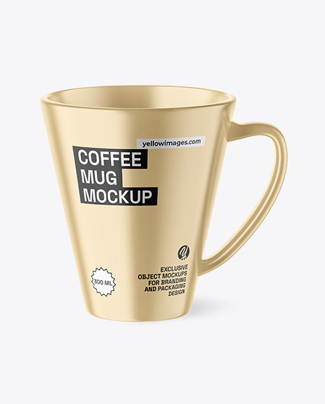 Cappuccino Coffee Metallic Mug Mockup