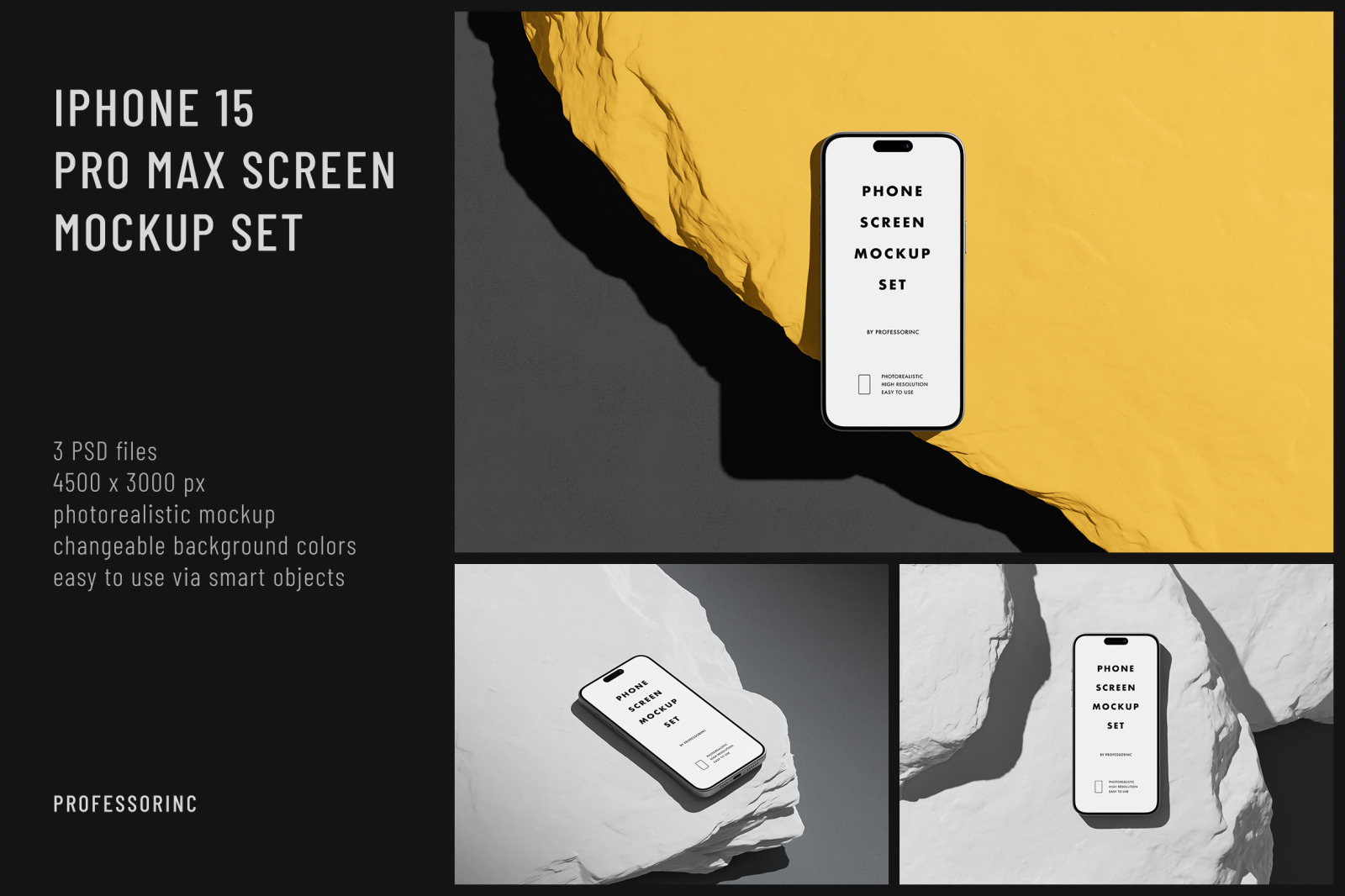 iPhone 15 Pro Max Screen Mockup Set iPhone 15 Pro Max Screen Mockup Set