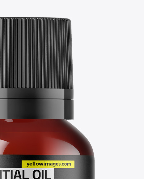 Dark Amber Glass Essential Oil Bottle Mockup