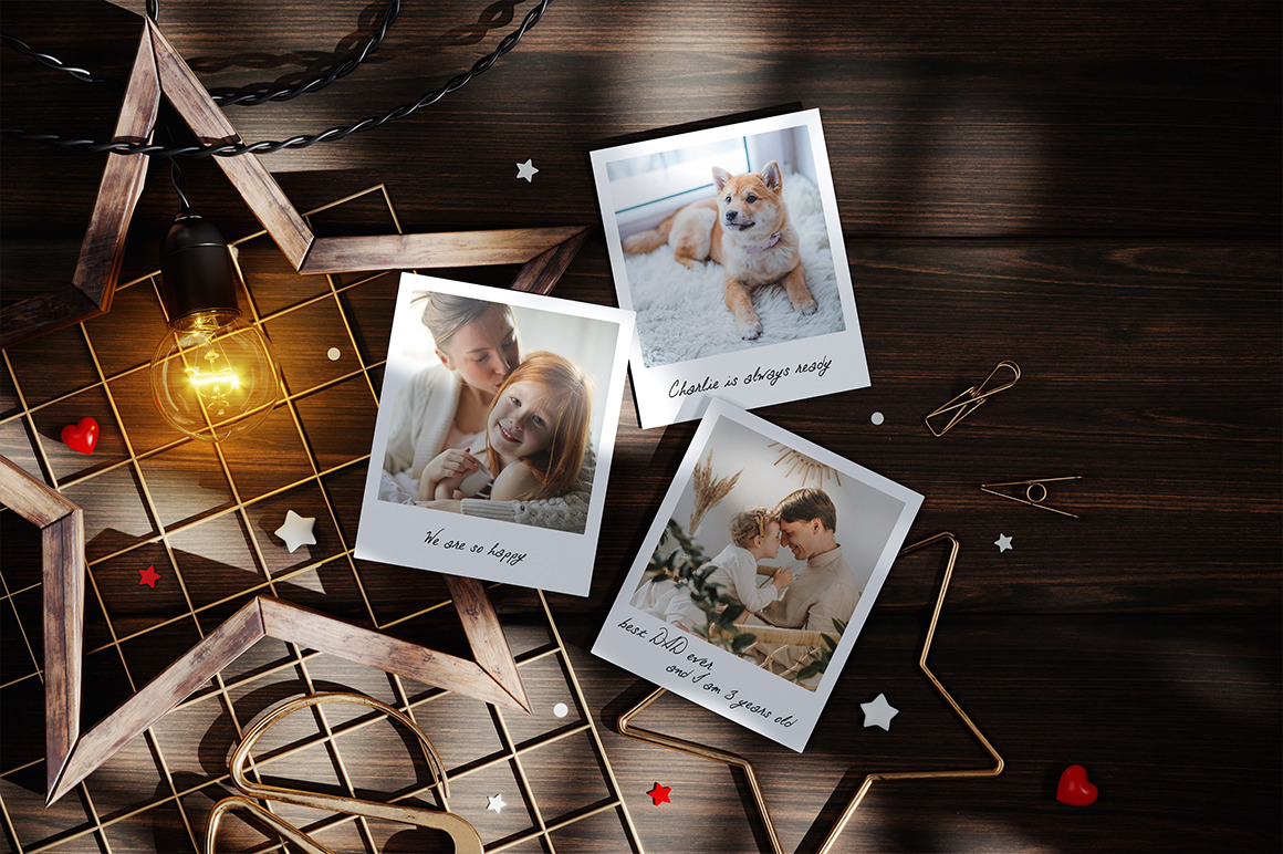 Set of Photo Cards Mockup Set of Photo Cards Mockup