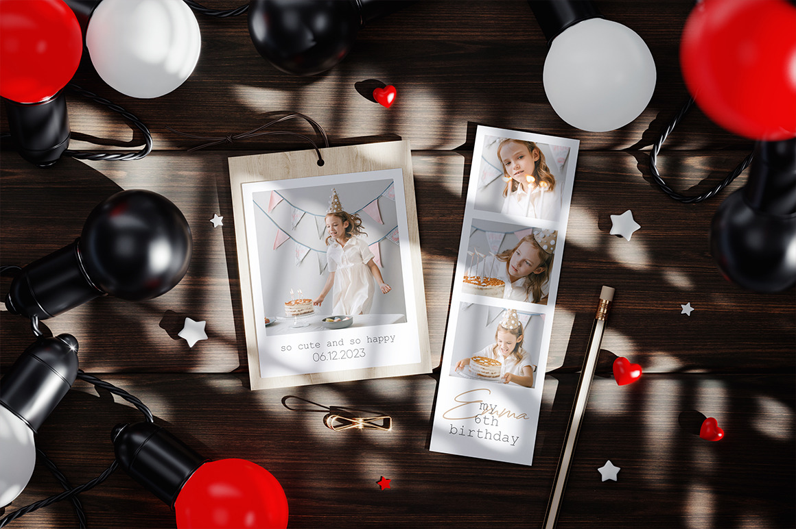 Set of Photo Cards Mockup Set of Photo Cards Mockup