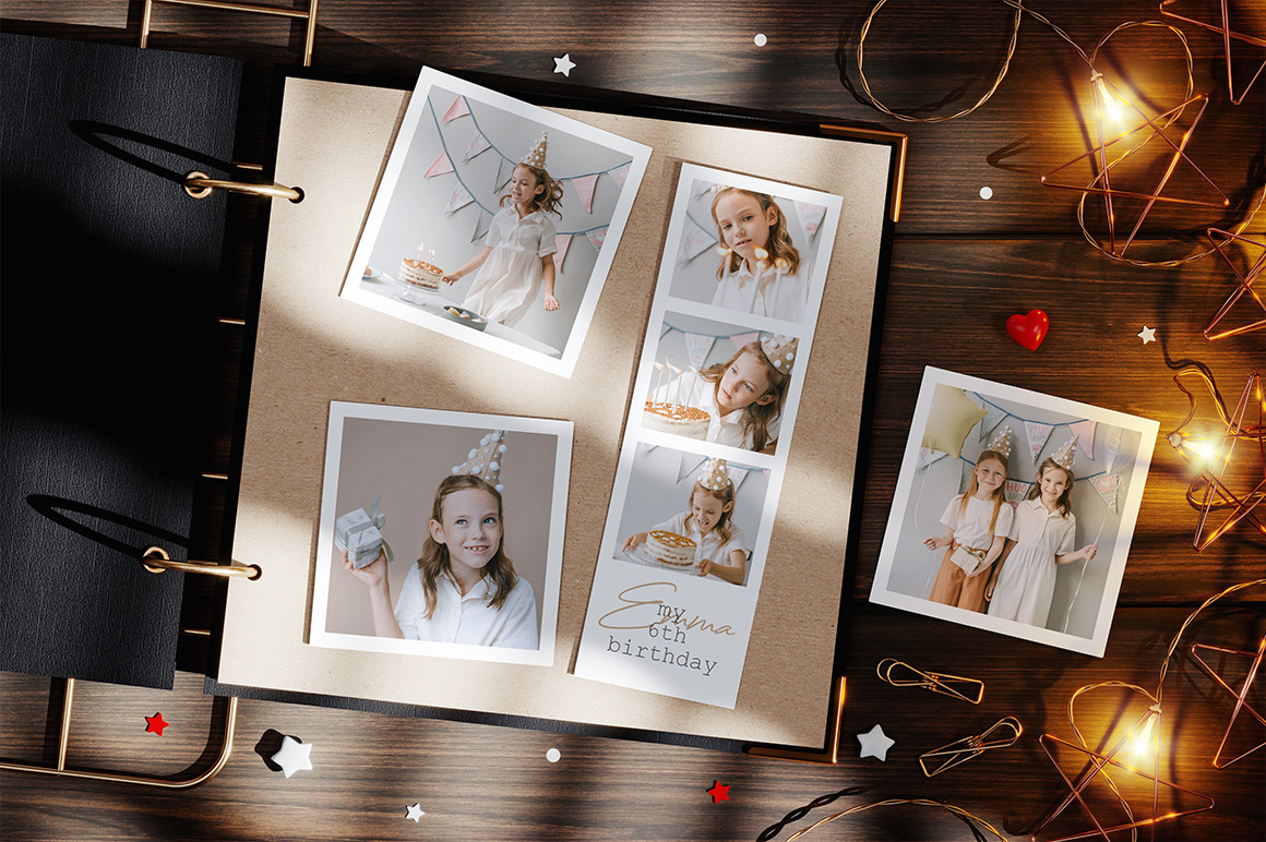 Set of Photo Cards Mockup Set of Photo Cards Mockup