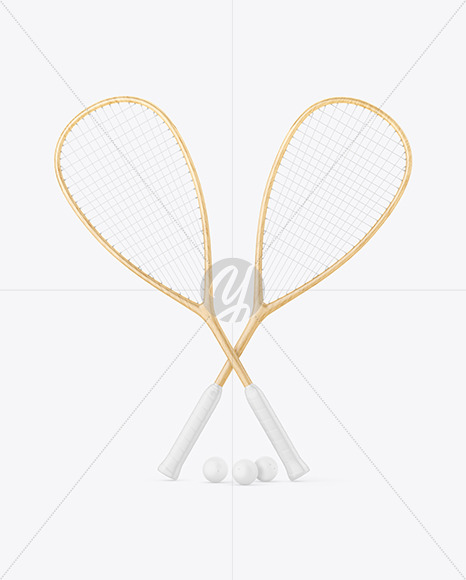 Squash Wooden Rackets & Balls Mockup