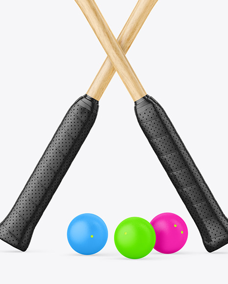 Squash Wooden Rackets & Balls Mockup