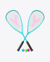 Glossy Metallic Squash Rackets & Balls Mockup