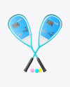 Glossy Metallic Squash Rackets & Balls Mockup