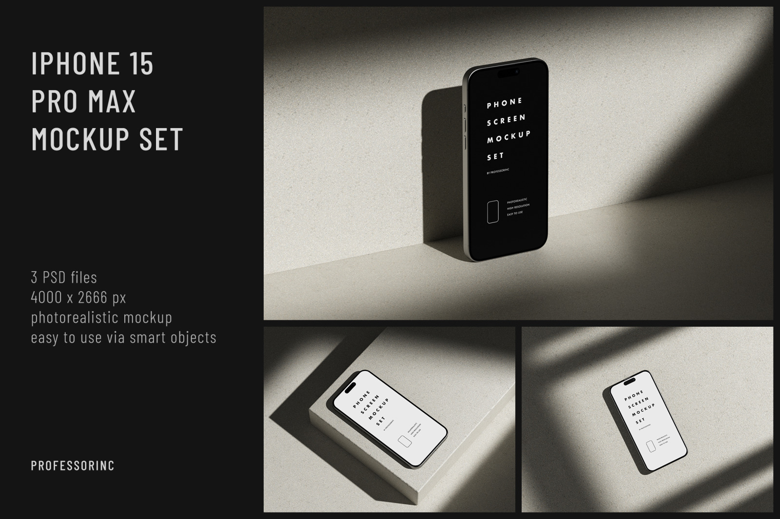 iPhone 15 Pro Max Screen Mockup Set iPhone 15 Pro Max Screen Mockup Set