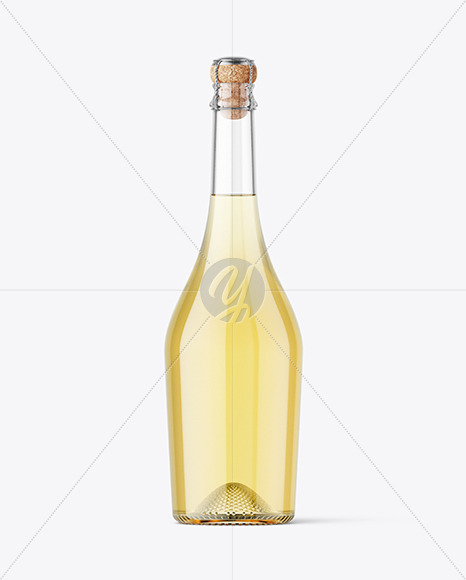 Clear Glass White Wine Bottle Mockup