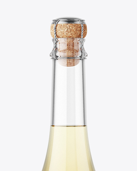 Clear Glass White Wine Bottle Mockup