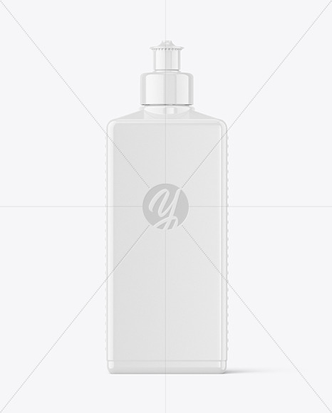 Glossy Plastic Bottle with Push Pull Cap Mockup