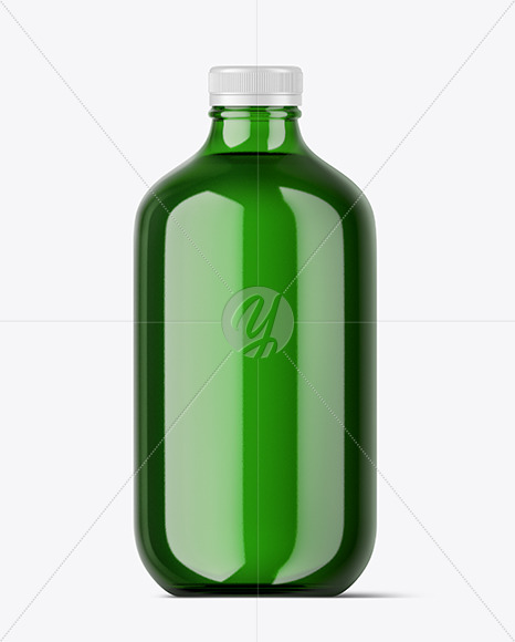 Green Glass Bottle with Screw Cap Mockup