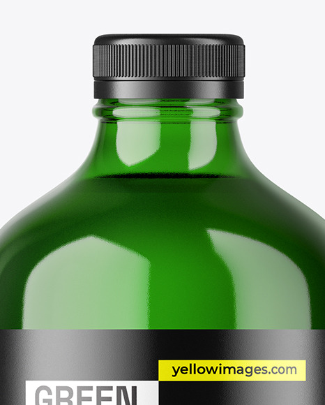 Green Glass Bottle with Screw Cap Mockup