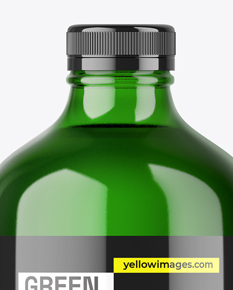 Green Glass Bottle with Screw Cap Mockup