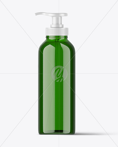 Green Bottle with Pump Mockup