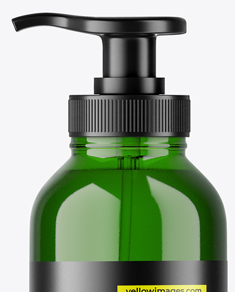 Green Bottle with Pump Mockup