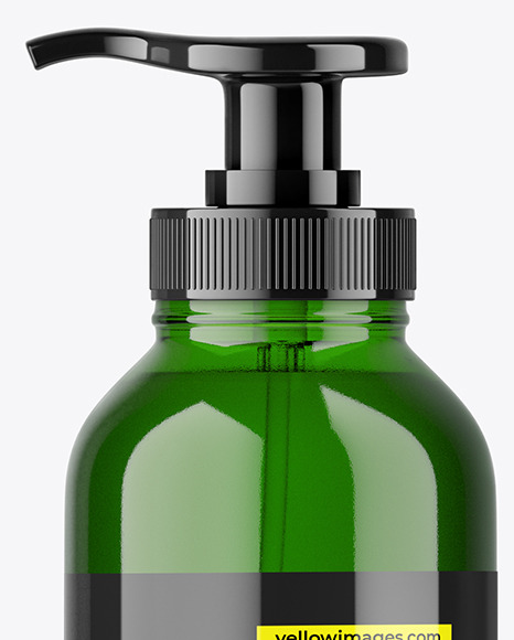 Green Bottle with Pump Mockup