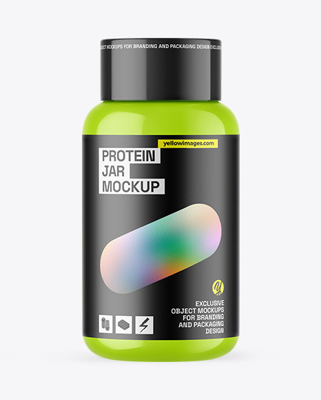 Glossy Protein Jar Mockup