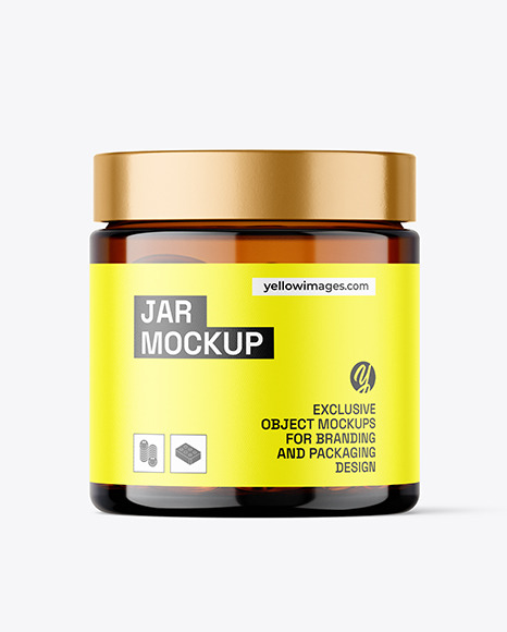 Amber Jar with Fish Oil Mockup