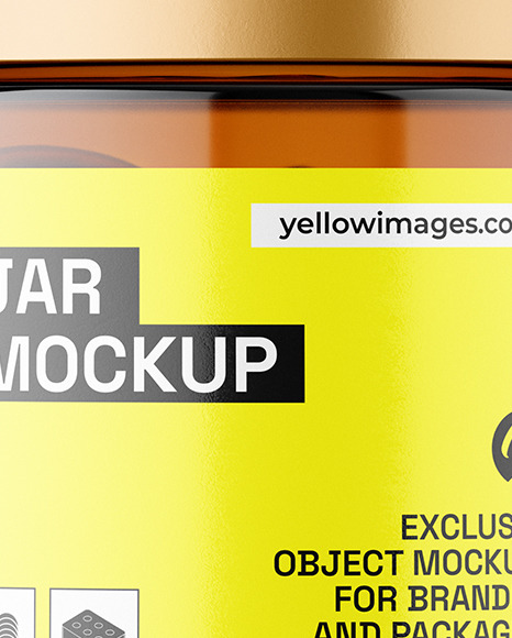 Amber Jar with Fish Oil Mockup