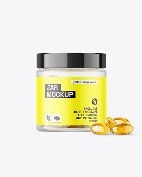 Clear Jar with Fish Oil Mockup