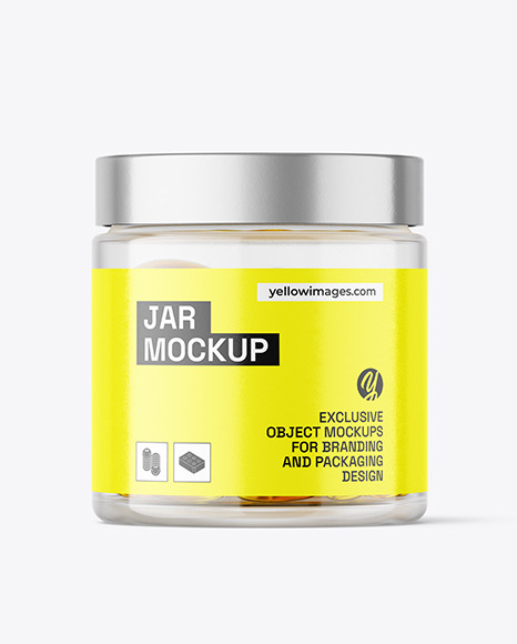 Clear Jar with Fish Oil Mockup