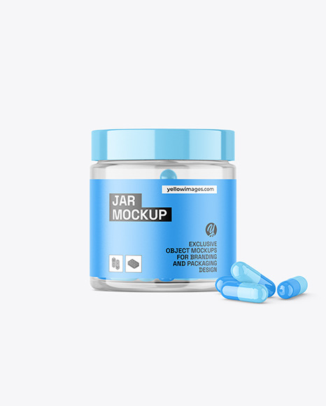 Clear Jar with Capsules Mockup