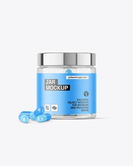 Clear Jar with Capsules Mockup