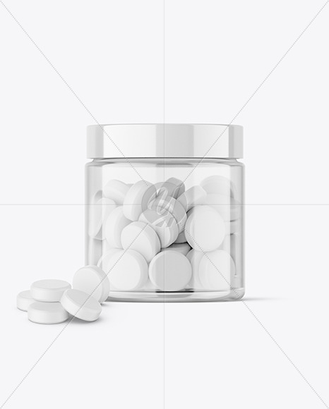 Clear Jar with Tablets Mockup