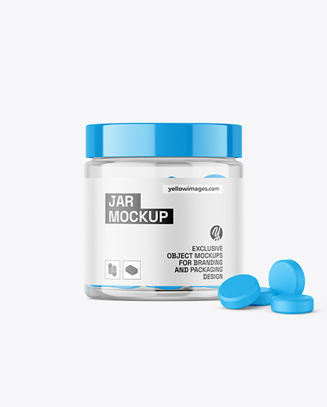 Clear Jar with Tablets Mockup