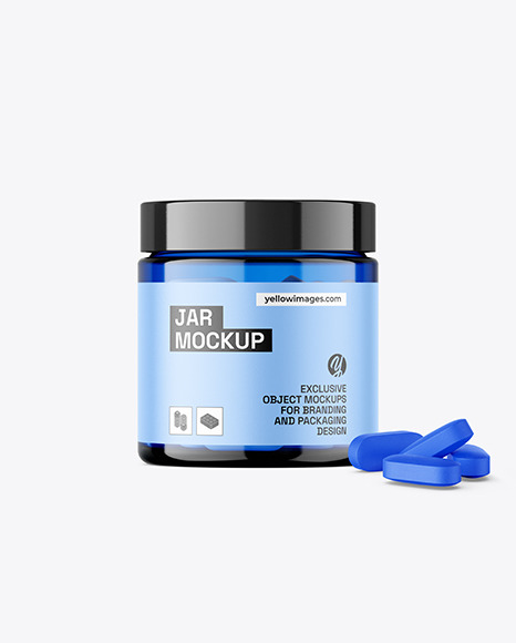 Blue Jar with Pills Mockup