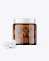 Amber Jar with Tablets Mockup