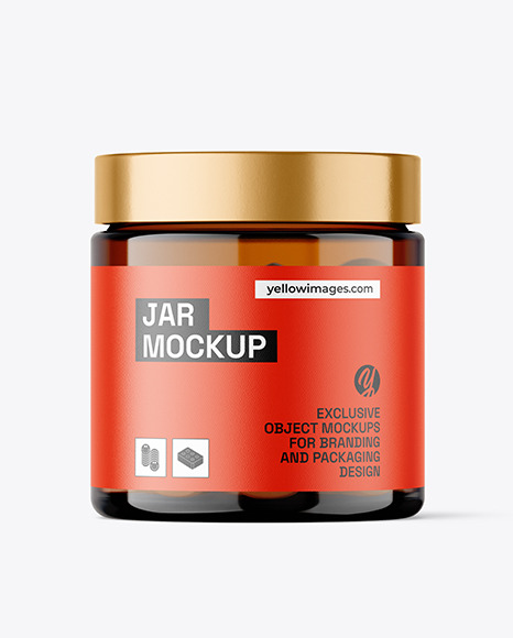 Amber Jar with Tablets Mockup