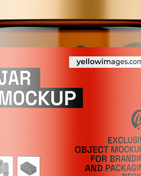 Amber Jar with Tablets Mockup
