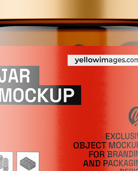 Amber Jar with Tablets Mockup