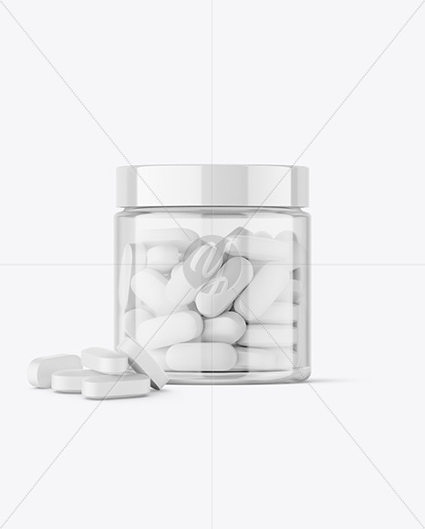 Clear Jar with Pills Mockup