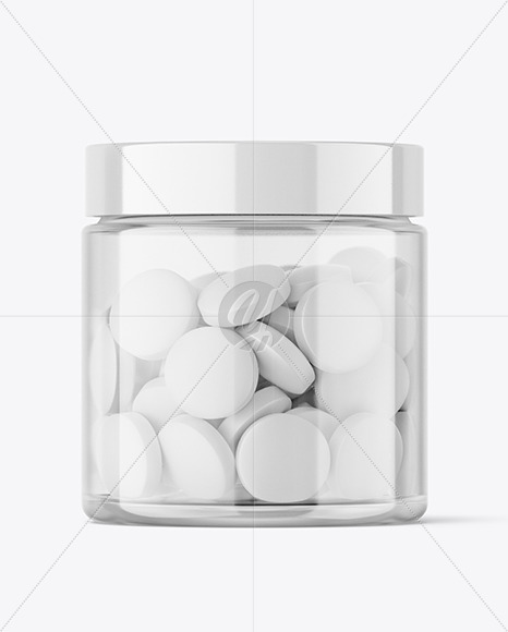 Clear Jar with Tablets Mockup