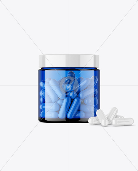 Blue Jar with Capsules Mockup