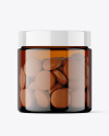 Amber Jar with Tablets Mockup