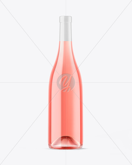 Clear Glass Pink Wine Bottle Mockup