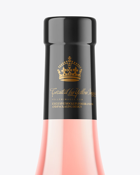Clear Glass Pink Wine Bottle Mockup