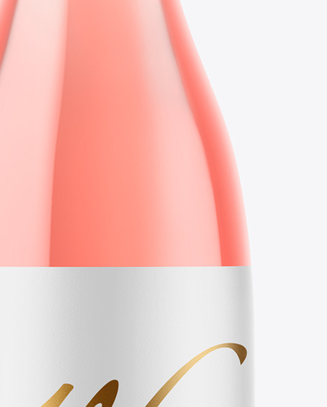Clear Glass Pink Wine Bottle Mockup